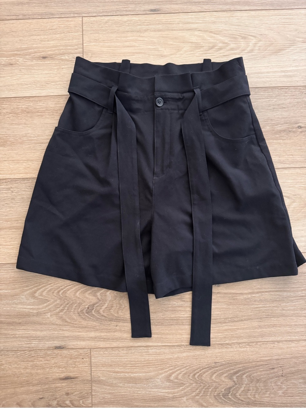 Banana Republic Black High-Waist Belted Shorts